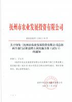 關于印發(fā)《撫州市農業(yè)發(fā)展投資有限公司總部兩個部門正職競聘上崗實施方案（試行）》的通知